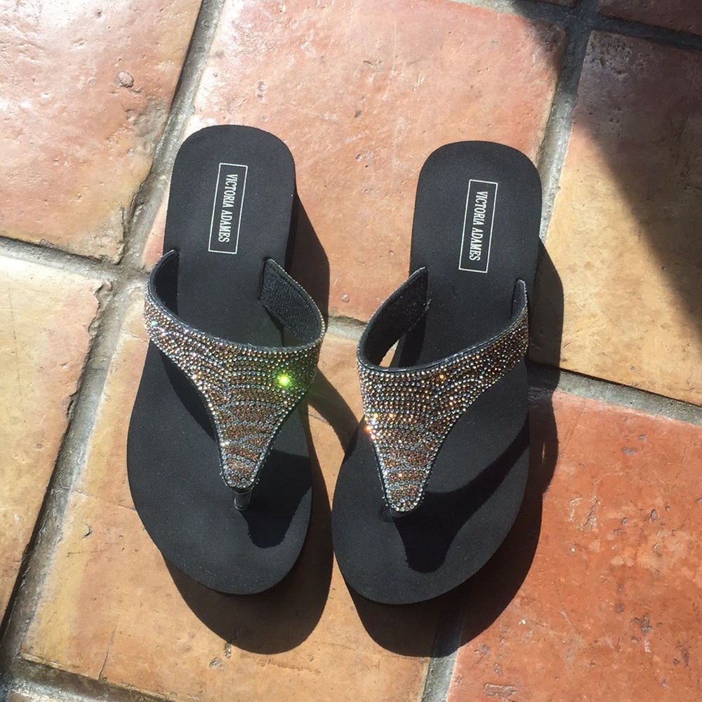 Wedge Crystal Flip Flops